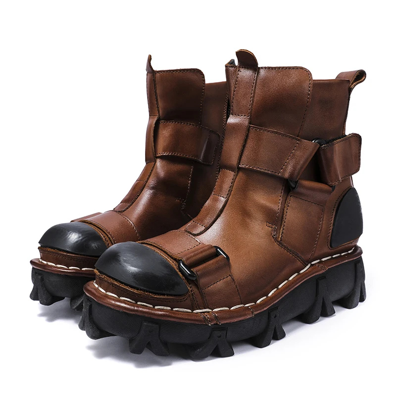 Leather Work Western - Мужские мотоциклетные ботинки из натуральной кожи,