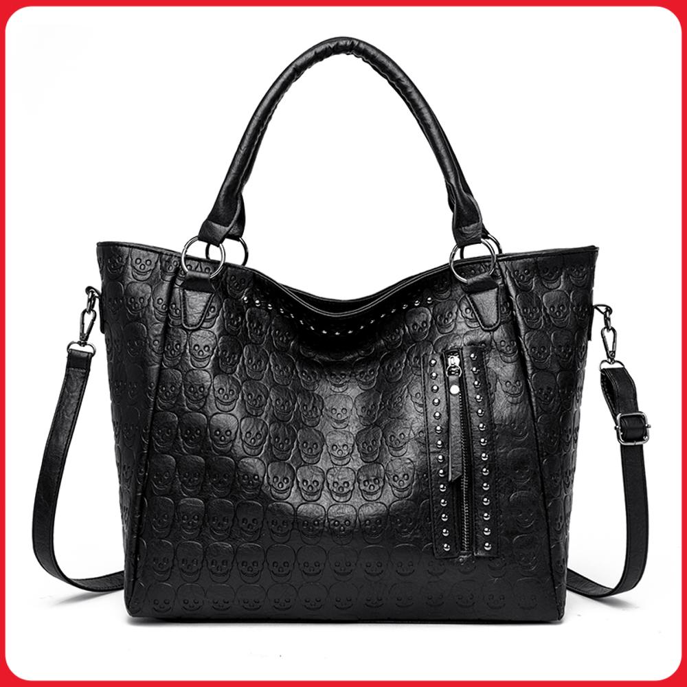 Leather Workshop - Сумка-кроссбоди в стиле панк с черепом,